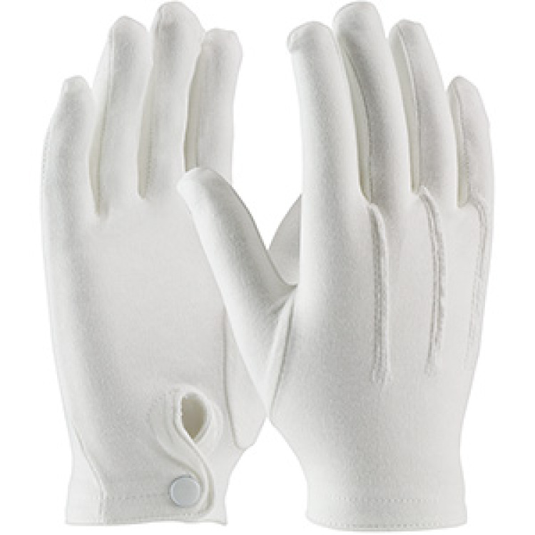 100% Cotton Dress Glove with Raised Stitching on Back - Snap Closure