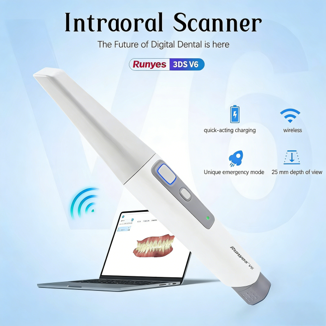 Kabelloser, tragbarer Run_yes 3DS V6 AI Intraoralscanner, WLAN-Verbindung, 25 mm Eindringtiefe, digitales Dentalgerät Kabelloser, tragbarer Run_yes 3DS V6 AI Intraoralscanner, WLAN-Verbindung, 25 mm Eindringtiefe, digitales Dentalgerät