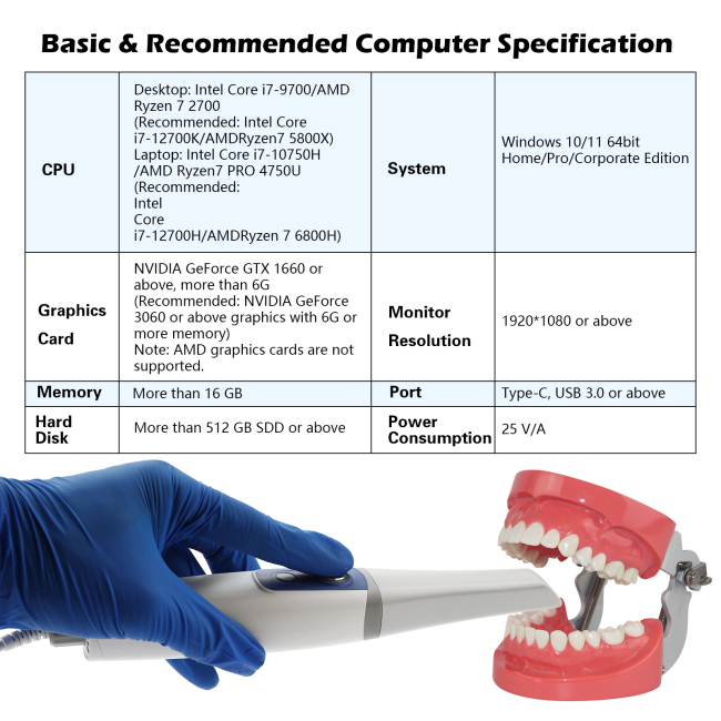 3D Intraoral Scanner with AI Function, Cloud Share Digital Dental Scanner for Orthodontics & Restoration