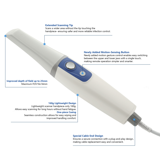 3D Intraoral Scanner with AI Function, Cloud Share Digital Dental Scanner for Orthodontics & Restoration
