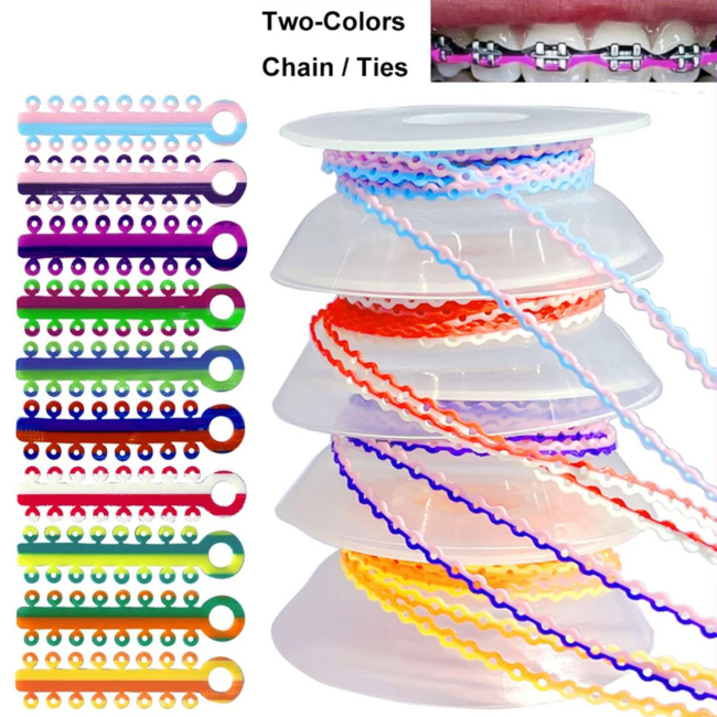 Dental Materials Orthodontic Equipment Mixed Color Rubber Band Ligature Tie