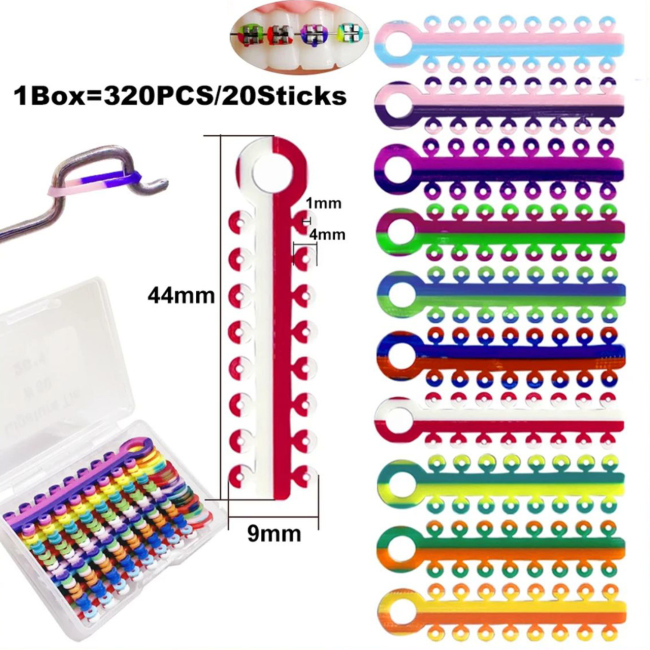 Dental Materials Orthodontic Equipment Mixed Color Rubber Band Ligature Tie