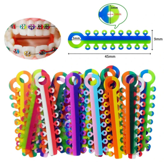 Dental Materials Orthodontic Equipment Mixed Color Rubber Band Ligature Tie
