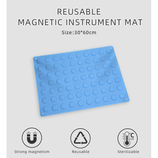 Operation Instrument Holding Pad, Silicone Magnetic Mat for Secure & Anti-Slip Fixation of Surgical Tools