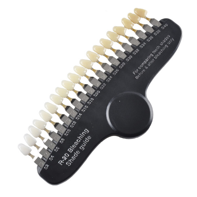 Guía dental profesional de la sombra de los dientes que blanquea con el espejo