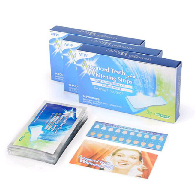 28pcs Dientes de sabor a menta para el cuidado dental Tiras blanqueadoras