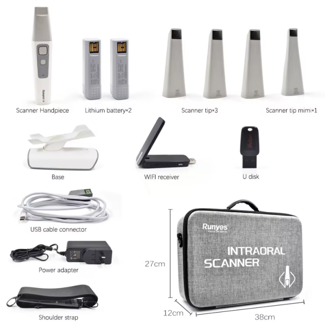 Kabelloser, tragbarer Run_yes 3DS V6 AI Intraoralscanner, WLAN-Verbindung, 25 mm Eindringtiefe, digitales Dentalgerät