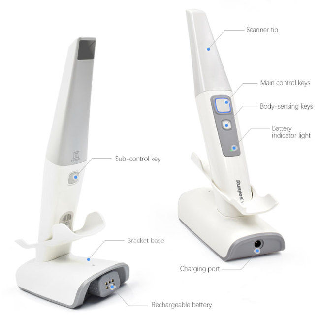 Kabelloser, tragbarer Run_yes 3DS V6 AI Intraoralscanner, WLAN-Verbindung, 25 mm Eindringtiefe, digitales Dentalgerät
