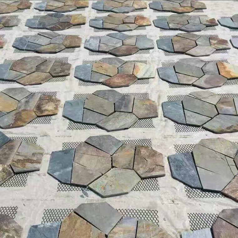 Green slate paving tiles