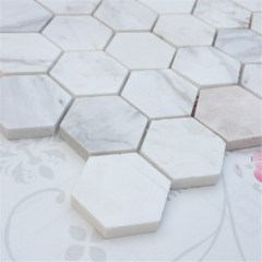 Ubin dinding mosaik marmer Hexagon yang dipoles