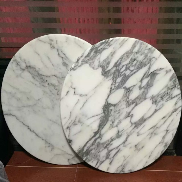 Tischplatte aus weißem Marmor Arabescato