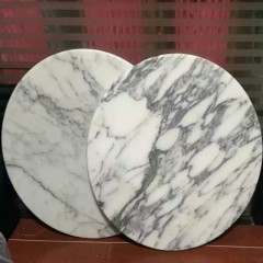 Round Arabescato white  marble table tops