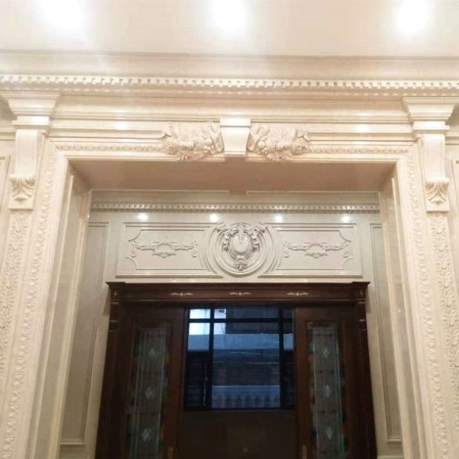 Cadre de porte en marbre beige pour la décoration intérieure
