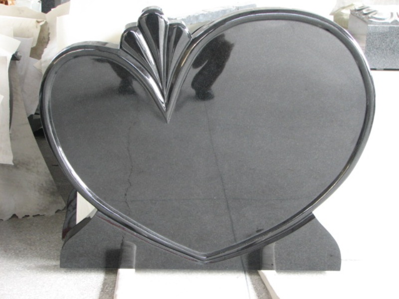 shanxi black granite heart shape tombstone