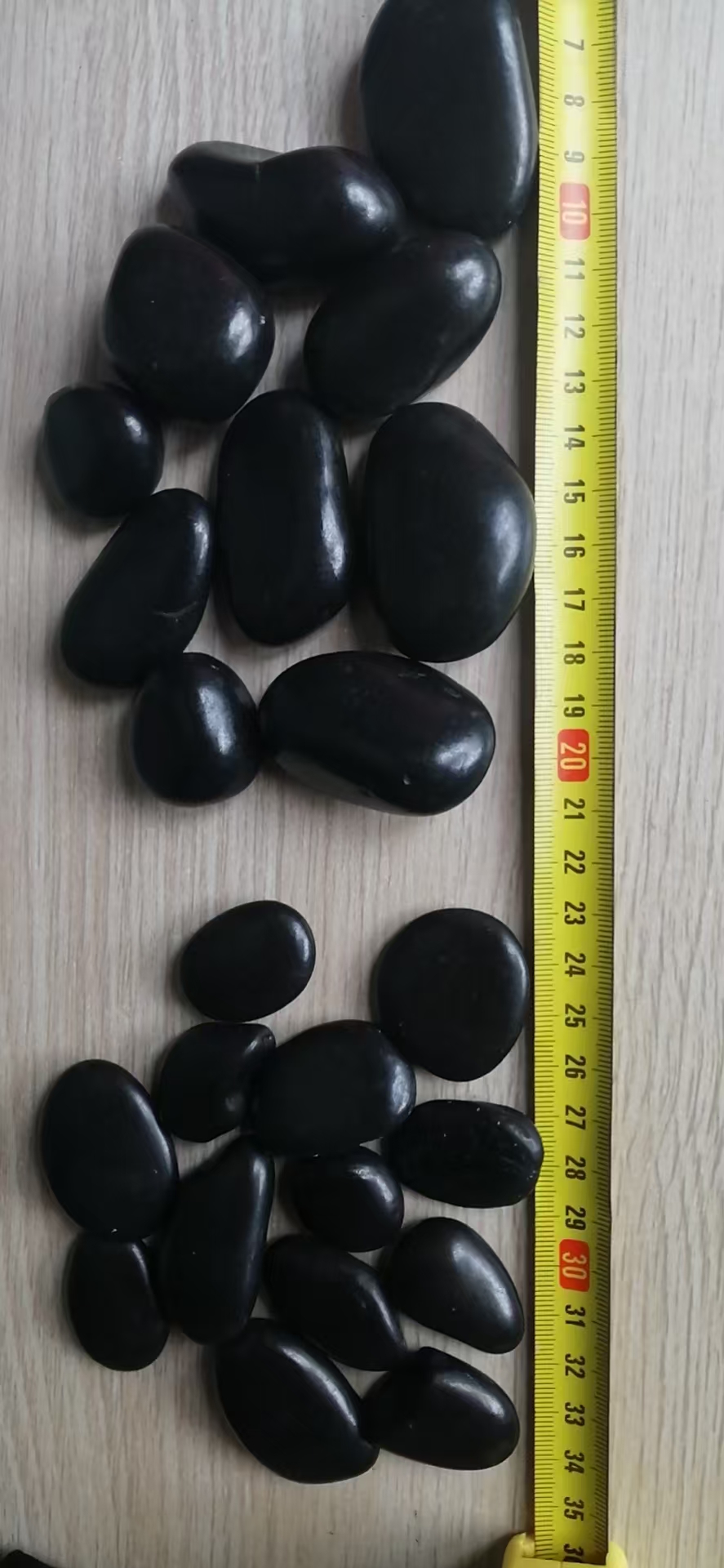 black pebble stone floor