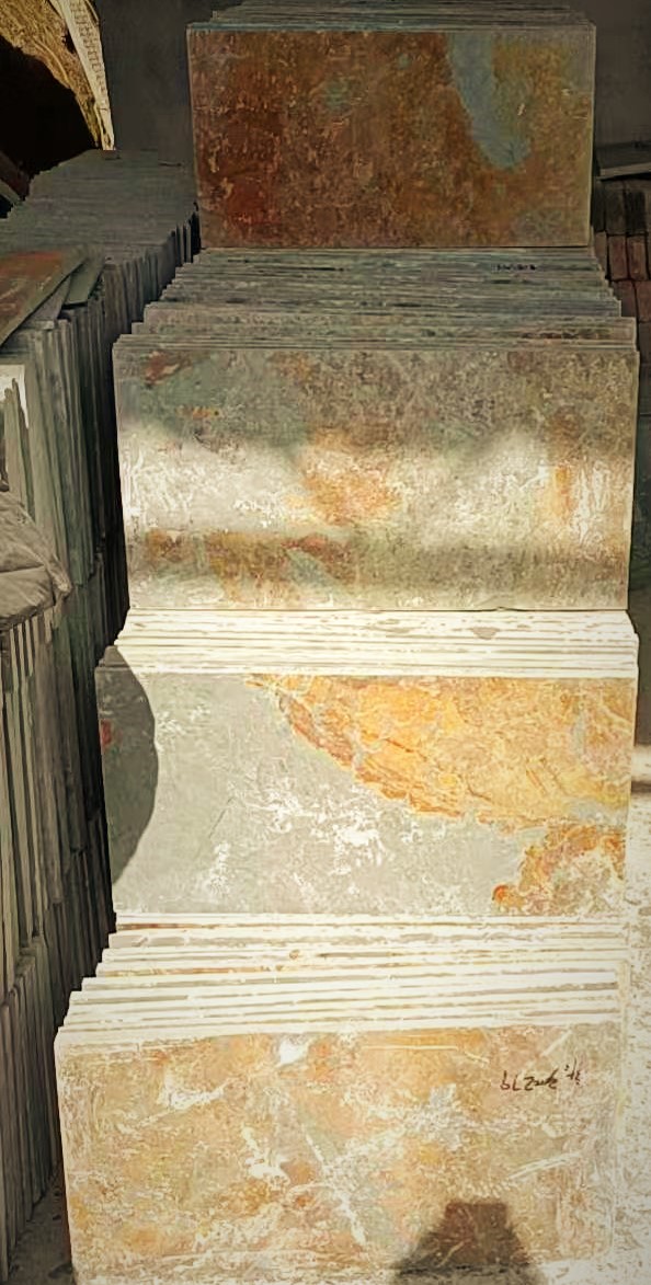 green rustic slate stone