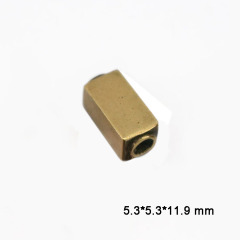 JS1451 Can Custom Engrave Logo Antique Silver Bronze Copper Square Rectangle Oblong Cuboid Spacer Beads