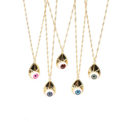 NM1209 18k Gold Plated Rainbow Resin Evil Eyes Teardrop Pendant Chain Necklace for Women 2021 NM1209 18k Gold Plated Rainbow Resin Evil Eyes Teardrop Pendant Chain Necklace for Women 2021