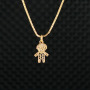 Dainty Mini 18k Gold Plated CZ Micro Pave  Boy and Girl Kids Child Children Charm Pendant Chain Necklace