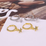 EI1001 Popular Dainty 18k Gold Plated 925 Sterling Silver Jewelry Star Dangle Charm Huggie Earrings