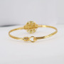 BC2034 Unique Enamel Rainbow Multicolor Freeform Slab Micro Pave CZ Zircon Flower Floral Cuff Bracelet Bangle for Women 2021