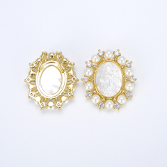 CZ8333 18K Gold Plated Brass cubia zironia pave Pearls shell Buddhism religious Mary Charm Pendants