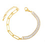 BC1387 New Design Gold CZ Paved Enamel Turkish Evil Eyes Wish Protection Bracelet with Paperclip Chain
