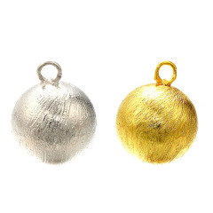 JS1636 Fashion Jewelry Craft Supplies Brushed Matte Etched Gold Silver Plated over Brass Ball Star Heart Teardrop Charm Pendants
