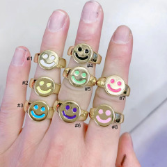 RA1037 Fashion  colourful copper smile face women Ring, trendy  brass smily faces ladies ring