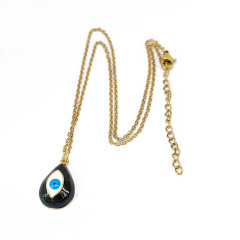NS1191 Trendy enamel evil eyes pendant women necklace,fashion water proof stainless steel O chain enameled eyes ladies necklace