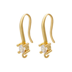 CZ7973 CZ Earring Findings Diamond Micro pave Earring Hooks,Gold Plated Brass Earrings hooks with Cubic Zirconia