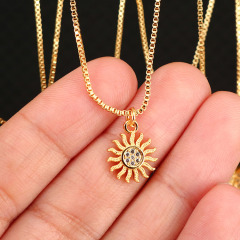 NZ1160 fashion minimal wing pendant mini heart brass charm with cubic zircon women chain crescent necklace