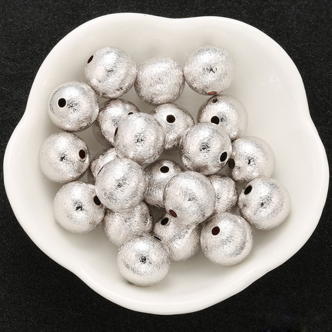 JS1379 Hotsale Unique Matte Gold Silver Etched Round Ball Spacer Jewelry Beads
