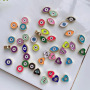 JS1620 18K Gold Plated Rainbow Colorful Enamel Brass Metal Heart Star Round Shape with Evil Eyes Spacer Beads for Jewelry Making