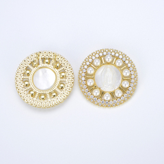 CZ8333 18K Gold Plated Brass cubia zironia pave Pearls shell Buddhism religious Mary Charm Pendants