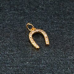 CZ8257 Dainty Jewelry supplies Tiny Mini CZ Micro Pave Horseshoe Charm,Small Cubic Zirconia Horseshoe Good Luck Charms