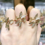 RM1117 Chic Dainty Bling Crystal Gold Plated CZ Micro Pave Butterfly Rings for Women Ladies,Diamond Finger Rings
