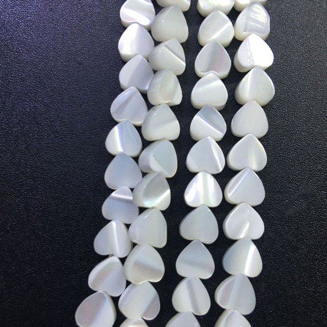 SP4238 White MOP shell heart beads,Mother of Pearl Heart Shaped Beads