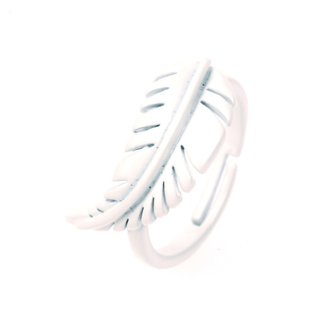 RA1023 Hot Fashion Neon Enamel Rainbow Colored Brass Meta feather Stackable Rings for Ladies
