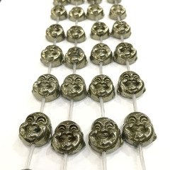 PB1119 Carved pyrite buddha beads,laughing buddha head beads