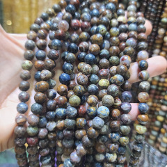 SB7179 Genuine Natural Gemstone Pietersite Round Jewelry Beads