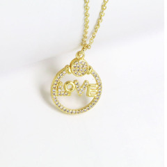 NZ1205 gold plated brass colored CZ micro pave Charm love cross Christian religious Pendant Necklaces jewelry for man Women