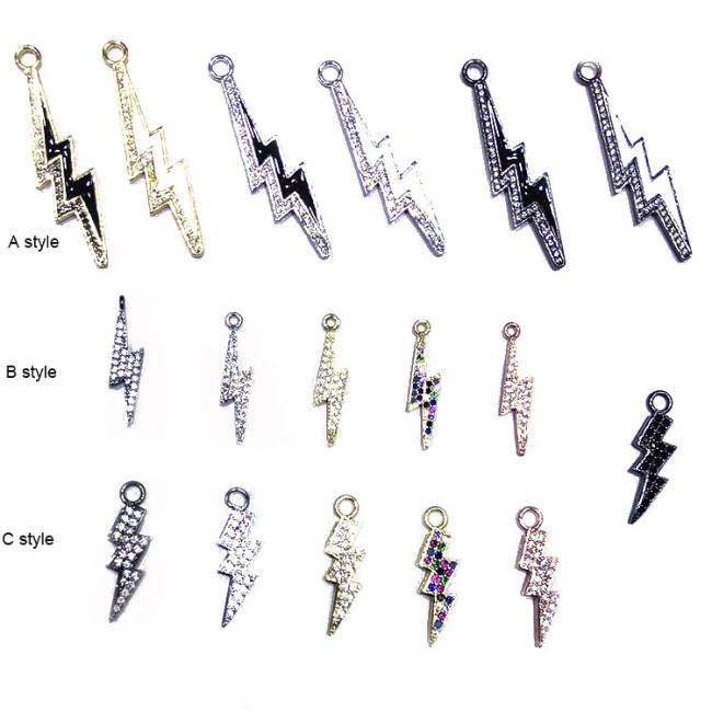 CZ7824 CZ Thunder Lightning Bolt Charm, Diamond CZ Pave Thunder lightning Sign Pendant