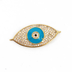 CZ8357Jewelry Bracelet Accessories 18k Gold Plated Diamond CZ Zircon Micro Pave Evil Eyes Good Luck Charm Bracelet Connectors