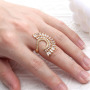 RM1374 Chic 18k gold CZ Baugette Cluster Flower Sun Heart Flower Rings For Ladies Girls