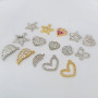 CZ8440 Dainty mini 18k gold silver plated CZ micro pave diamond Star Heart Angel Wing Butterfly Disc Round Charm Pendants