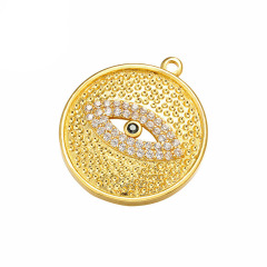 CZ8073 Hotsale Gold Plated CZ Zircon Micro Evil Disc Round Eye Pendant