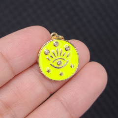 CZ8420 new 18k Gold Plated brass metal CZ diamond pave colored evil eyes enamel charms Pendant