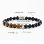 BN3012 natural tiger eye stone bead stainless steel magnetic clasp bracelet for men