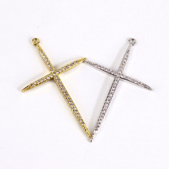 CZ7462 CZ Micro Diamond Pave Cross Charm Pendants,Cubic Zirconia Inlaid Bailed Copper Christian Cross Jewelry Supplies Pendant